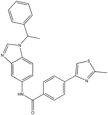 4-(2-methyl-1,3-thiazol-4-yl)-N-[1-(1-phenylethyl)benzimidazol-5-yl]benzamide Struktur