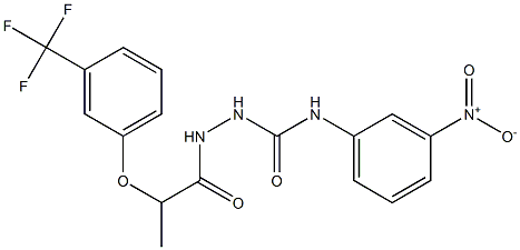 1-(3-nitrophenyl)-3-[2-[3-(trifluoromethyl)phenoxy]propanoylamino]urea Struktur