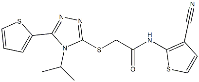 N-(3-cyanothiophen-2-yl)-2-[(4-propan-2-yl-5-thiophen-2-yl-1,2,4-triazol-3-yl)sulfanyl]acetamide Struktur