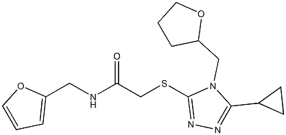 2-[[5-cyclopropyl-4-(oxolan-2-ylmethyl)-1,2,4-triazol-3-yl]sulfanyl]-N-(furan-2-ylmethyl)acetamide Struktur