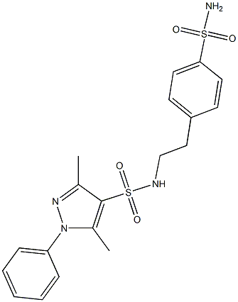 3,5-dimethyl-1-phenyl-N-[2-(4-sulfamoylphenyl)ethyl]pyrazole-4-sulfonamide Struktur