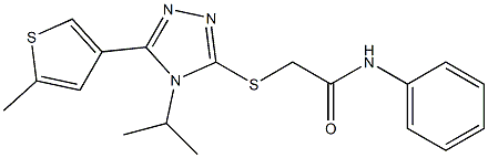 2-[[5-(5-methylthiophen-3-yl)-4-propan-2-yl-1,2,4-triazol-3-yl]sulfanyl]-N-phenylacetamide Struktur