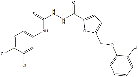 1-[[5-[(2-chlorophenoxy)methyl]furan-2-carbonyl]amino]-3-(3,4-dichlorophenyl)thiourea Struktur