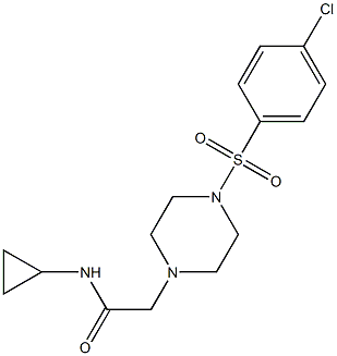 2-[4-(4-chlorophenyl)sulfonylpiperazin-1-yl]-N-cyclopropylacetamide Struktur