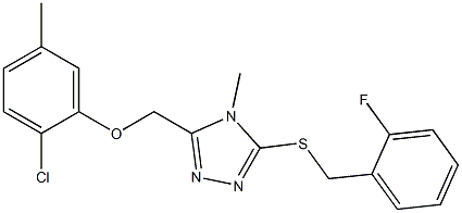 3-[(2-chloro-5-methylphenoxy)methyl]-5-[(2-fluorophenyl)methylsulfanyl]-4-methyl-1,2,4-triazole Struktur