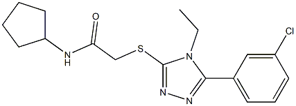 2-[[5-(3-chlorophenyl)-4-ethyl-1,2,4-triazol-3-yl]sulfanyl]-N-cyclopentylacetamide Struktur