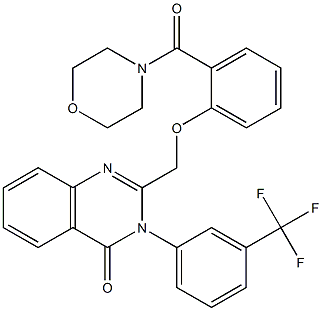 2-[[2-(morpholine-4-carbonyl)phenoxy]methyl]-3-[3-(trifluoromethyl)phenyl]quinazolin-4-one Struktur