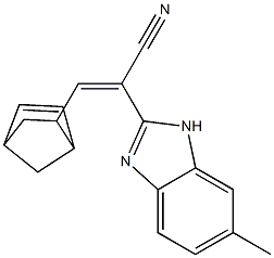 (E)-3-(5-bicyclo[2.2.1]hept-2-enyl)-2-(6-methyl-1H-benzimidazol-2-yl)prop-2-enenitrile Struktur