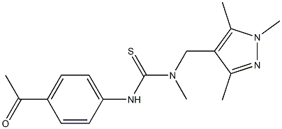 3-(4-acetylphenyl)-1-methyl-1-[(1,3,5-trimethylpyrazol-4-yl)methyl]thiourea Struktur