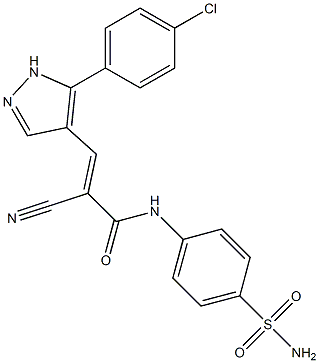 (E)-3-[5-(4-chlorophenyl)-1H-pyrazol-4-yl]-2-cyano-N-(4-sulfamoylphenyl)prop-2-enamide Struktur