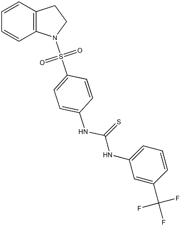 1-[4-(2,3-dihydroindol-1-ylsulfonyl)phenyl]-3-[3-(trifluoromethyl)phenyl]thiourea Struktur