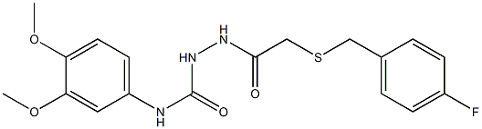 1-(3,4-dimethoxyphenyl)-3-[[2-[(4-fluorophenyl)methylsulfanyl]acetyl]amino]urea Struktur