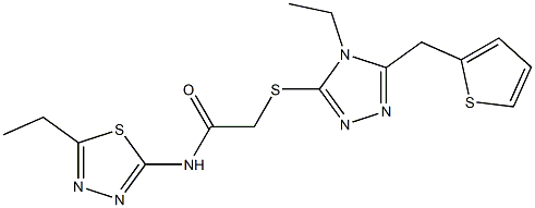 N-(5-ethyl-1,3,4-thiadiazol-2-yl)-2-[[4-ethyl-5-(thiophen-2-ylmethyl)-1,2,4-triazol-3-yl]sulfanyl]acetamide Struktur