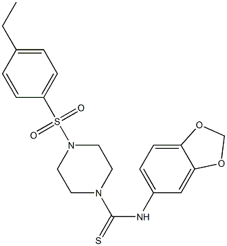 N-(1,3-benzodioxol-5-yl)-4-(4-ethylphenyl)sulfonylpiperazine-1-carbothioamide Struktur