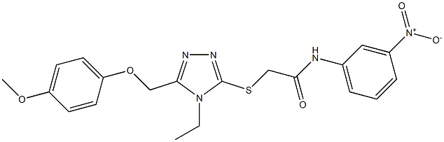 2-[[4-ethyl-5-[(4-methoxyphenoxy)methyl]-1,2,4-triazol-3-yl]sulfanyl]-N-(3-nitrophenyl)acetamide Struktur