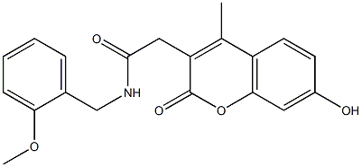 2-(7-hydroxy-4-methyl-2-oxochromen-3-yl)-N-[(2-methoxyphenyl)methyl]acetamide Struktur