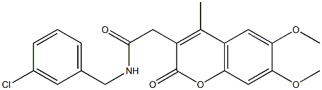 N-[(3-chlorophenyl)methyl]-2-(6,7-dimethoxy-4-methyl-2-oxochromen-3-yl)acetamide Struktur