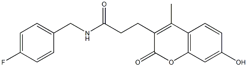 N-[(4-fluorophenyl)methyl]-3-(7-hydroxy-4-methyl-2-oxochromen-3-yl)propanamide Struktur