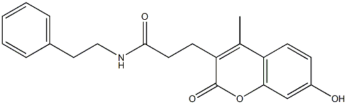 3-(7-hydroxy-4-methyl-2-oxochromen-3-yl)-N-(2-phenylethyl)propanamide Struktur