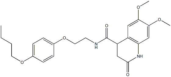 N-[2-(4-butoxyphenoxy)ethyl]-6,7-dimethoxy-2-oxo-3,4-dihydro-1H-quinoline-4-carboxamide Struktur