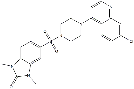 5-[4-(7-chloroquinolin-4-yl)piperazin-1-yl]sulfonyl-1,3-dimethylbenzimidazol-2-one Struktur