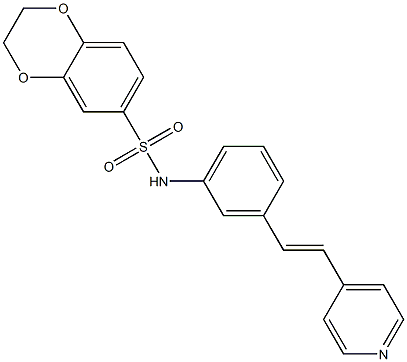 N-[3-[(E)-2-pyridin-4-ylethenyl]phenyl]-2,3-dihydro-1,4-benzodioxine-6-sulfonamide Struktur