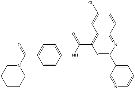 6-chloro-N-[4-(piperidine-1-carbonyl)phenyl]-2-pyridin-3-ylquinoline-4-carboxamide Struktur