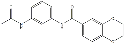 N-(3-acetamidophenyl)-2,3-dihydro-1,4-benzodioxine-6-carboxamide Struktur