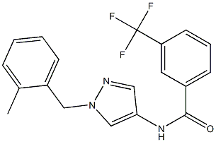 N-[1-[(2-methylphenyl)methyl]pyrazol-4-yl]-3-(trifluoromethyl)benzamide Struktur