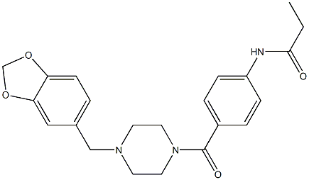 N-[4-[4-(1,3-benzodioxol-5-ylmethyl)piperazine-1-carbonyl]phenyl]propanamide Struktur