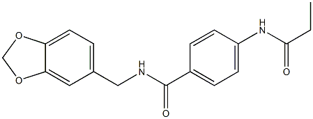 N-(1,3-benzodioxol-5-ylmethyl)-4-(propanoylamino)benzamide Struktur