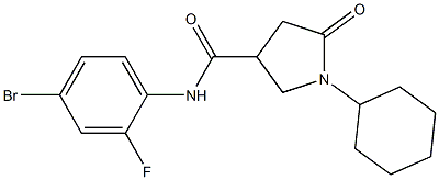 N-(4-bromo-2-fluorophenyl)-1-cyclohexyl-5-oxopyrrolidine-3-carboxamide Struktur