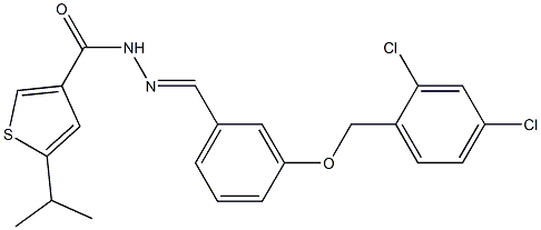 N-[(E)-[3-[(2,4-dichlorophenyl)methoxy]phenyl]methylideneamino]-5-propan-2-ylthiophene-3-carboxamide Struktur