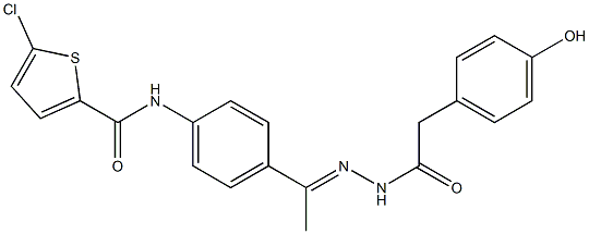 5-chloro-N-[4-[(E)-N-[[2-(4-hydroxyphenyl)acetyl]amino]-C-methylcarbonimidoyl]phenyl]thiophene-2-carboxamide Struktur