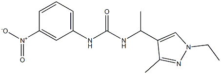 1-[1-(1-ethyl-3-methylpyrazol-4-yl)ethyl]-3-(3-nitrophenyl)urea Struktur