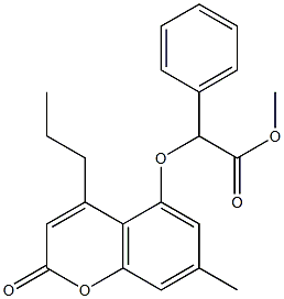 methyl 2-(7-methyl-2-oxo-4-propylchromen-5-yl)oxy-2-phenylacetate Struktur