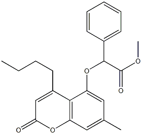 methyl 2-(4-butyl-7-methyl-2-oxochromen-5-yl)oxy-2-phenylacetate Struktur