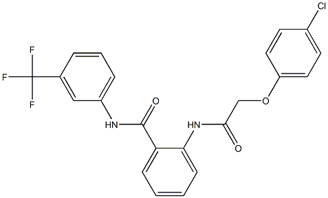 2-[[2-(4-chlorophenoxy)acetyl]amino]-N-[3-(trifluoromethyl)phenyl]benzamide Struktur