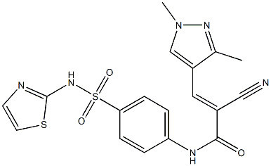 (E)-2-cyano-3-(1,3-dimethylpyrazol-4-yl)-N-[4-(1,3-thiazol-2-ylsulfamoyl)phenyl]prop-2-enamide Struktur