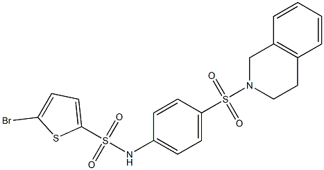 5-bromo-N-[4-(3,4-dihydro-1H-isoquinolin-2-ylsulfonyl)phenyl]thiophene-2-sulfonamide Struktur