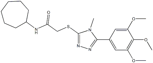 N-cycloheptyl-2-[[4-methyl-5-(3,4,5-trimethoxyphenyl)-1,2,4-triazol-3-yl]sulfanyl]acetamide Struktur