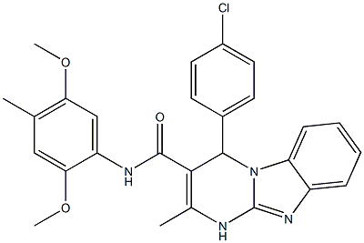 4-(4-chlorophenyl)-N-(2,5-dimethoxy-4-methylphenyl)-2-methyl-1,4-dihydropyrimido[1,2-a]benzimidazole-3-carboxamide Struktur