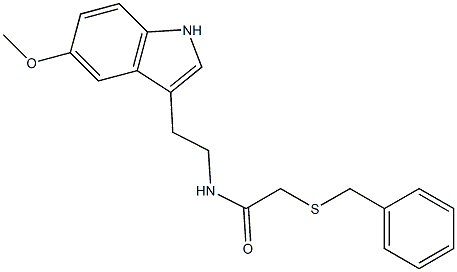 2-benzylsulfanyl-N-[2-(5-methoxy-1H-indol-3-yl)ethyl]acetamide Struktur