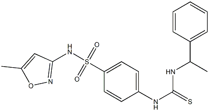 1-[4-[(5-methyl-1,2-oxazol-3-yl)sulfamoyl]phenyl]-3-(1-phenylethyl)thiourea Struktur