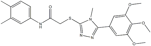 N-(3,4-dimethylphenyl)-2-[[4-methyl-5-(3,4,5-trimethoxyphenyl)-1,2,4-triazol-3-yl]sulfanyl]acetamide Struktur