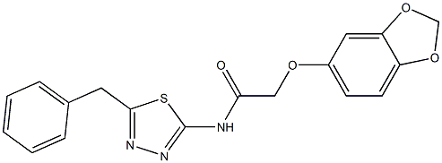 2-(1,3-benzodioxol-5-yloxy)-N-(5-benzyl-1,3,4-thiadiazol-2-yl)acetamide Struktur