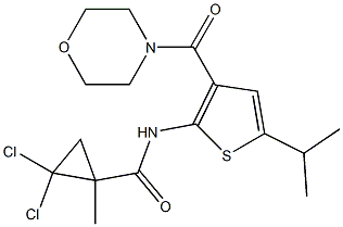 2,2-dichloro-1-methyl-N-[3-(morpholine-4-carbonyl)-5-propan-2-ylthiophen-2-yl]cyclopropane-1-carboxamide Struktur