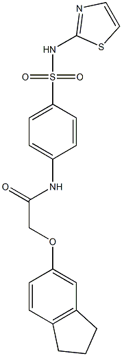 2-(2,3-dihydro-1H-inden-5-yloxy)-N-[4-(1,3-thiazol-2-ylsulfamoyl)phenyl]acetamide Struktur