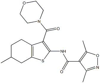 3,5-dimethyl-N-[6-methyl-3-(morpholine-4-carbonyl)-4,5,6,7-tetrahydro-1-benzothiophen-2-yl]-1,2-oxazole-4-carboxamide Struktur