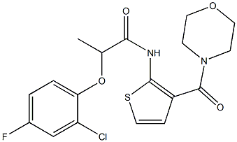 2-(2-chloro-4-fluorophenoxy)-N-[3-(morpholine-4-carbonyl)thiophen-2-yl]propanamide Struktur